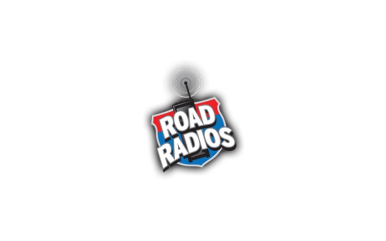 The Road Radios logo — a red and blue shield reading “Road Radios,” with a radio antenna throwing signal rings behind it.